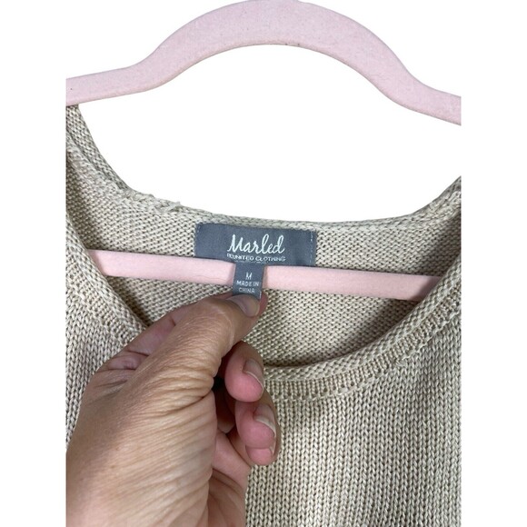 Marled USA  Knit Sweater Womens Medium Embroider  Pullover Rolled Hem Patriotic‎ - Picture 4 of 11